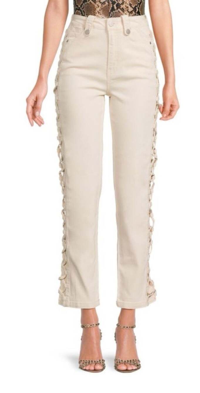 NEW ! NWT HABITUAL Cable Ankle Straight Leg Jean in Ecru Size 12/31
